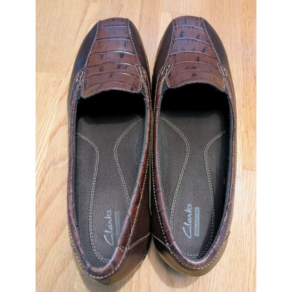 Clarks Womens Ultimate Comfort Collection Slip On Shoes 15260 Brown Croc Size 11 - Picture 3 of 9